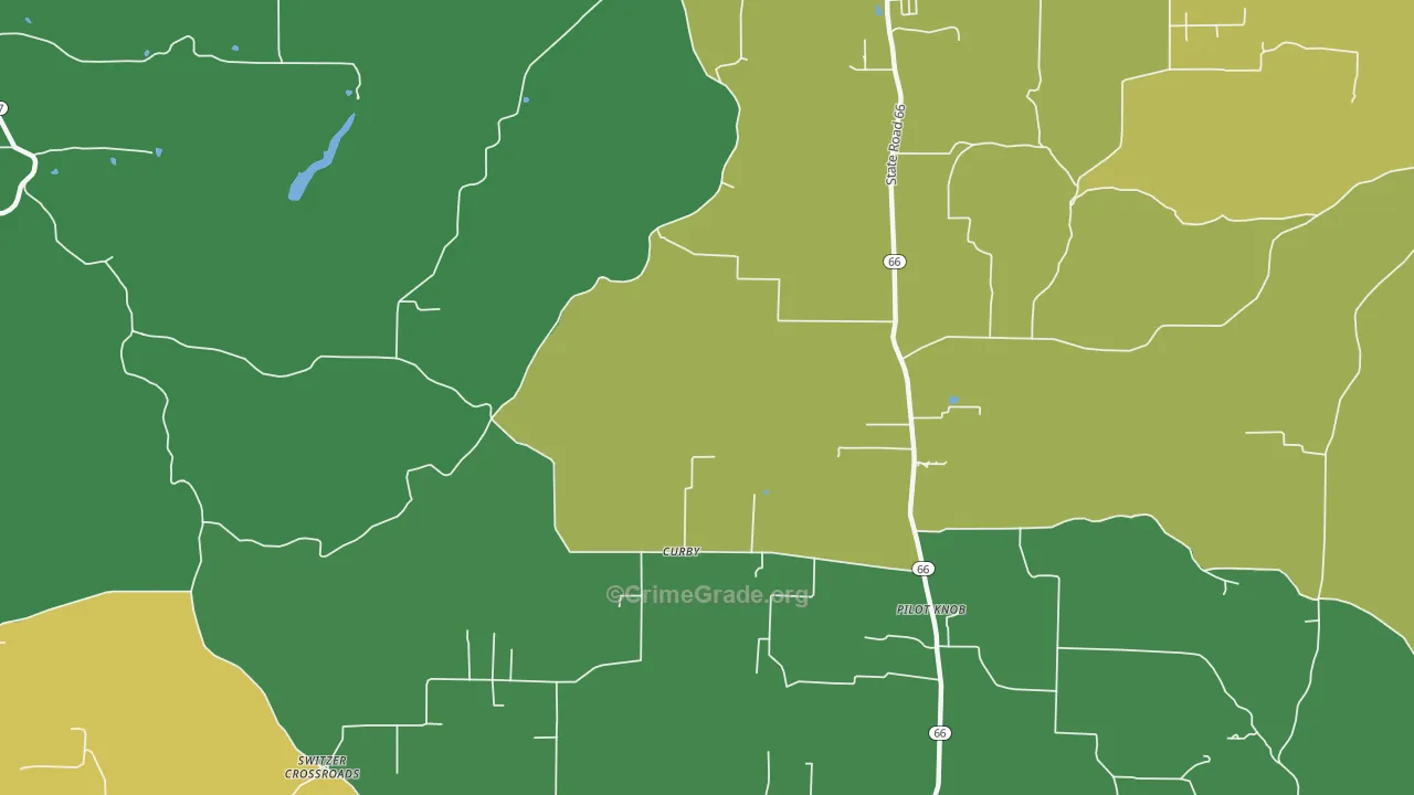 Curby, IN Map of Vehicle Theft Rates