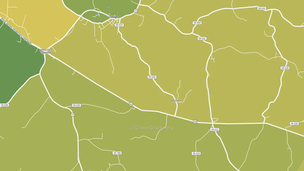 Curdsville, VA Map of Vehicle Theft Rates