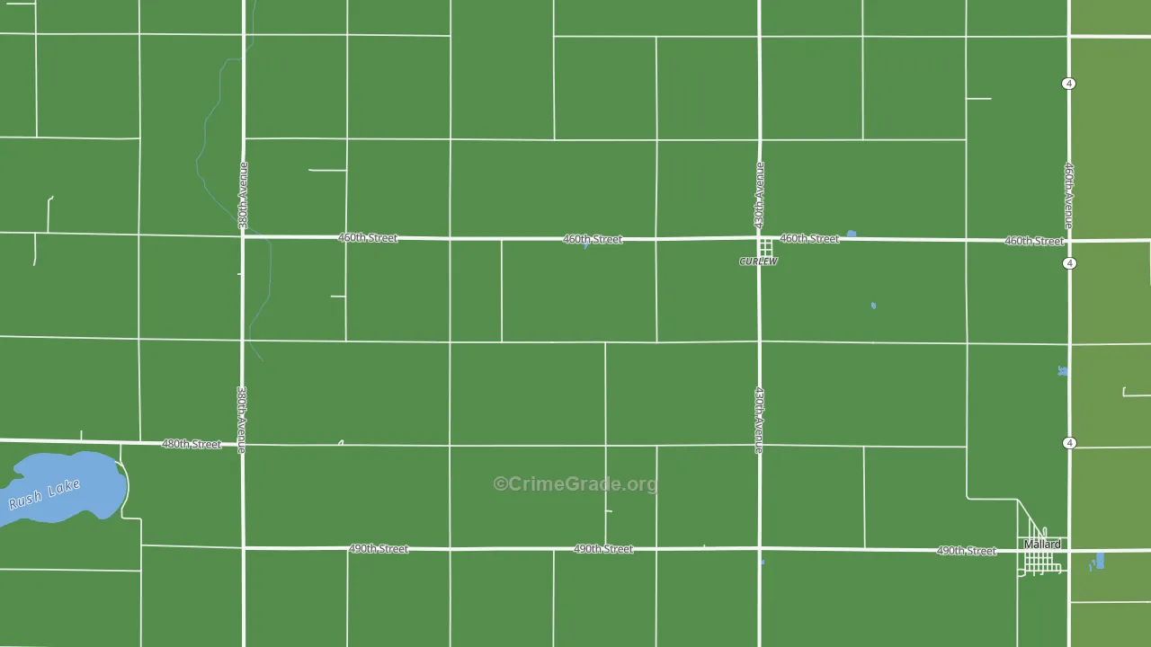 Curlew, IA Map of Vehicle Theft Rates