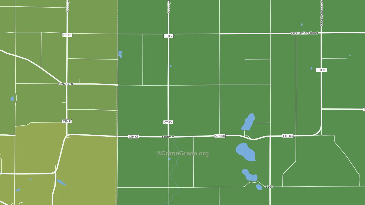 Curran, WI Map of Vehicle Theft Rates