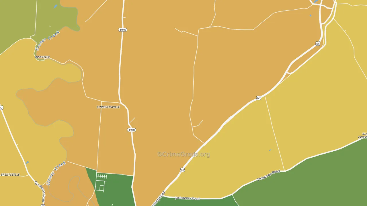 Currentsville, KY Map of Vehicle Theft Rates