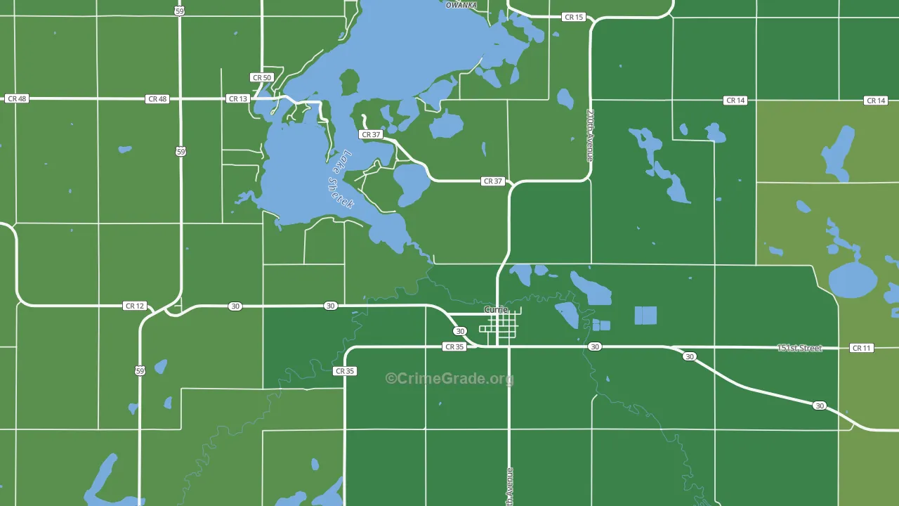 Currie, MN Map of Vehicle Theft Rates