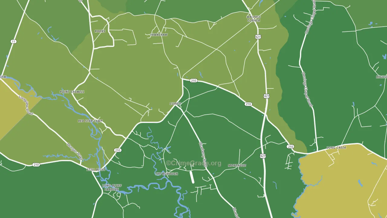 Currie, NC Map of Vehicle Theft Rates