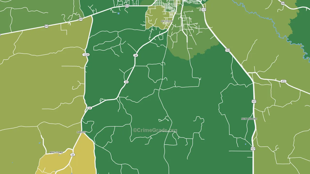 Curry, LA Map of Vehicle Theft Rates