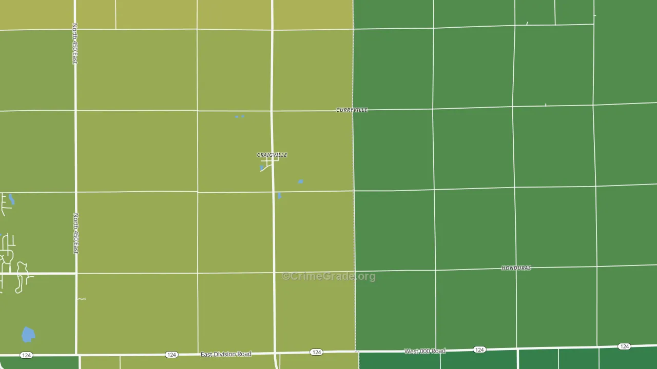 Curryville, IN Map of Vehicle Theft Rates