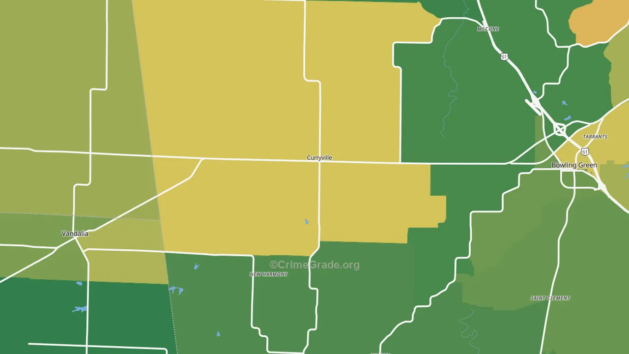 Curryville, MO Map of Vehicle Theft Rates