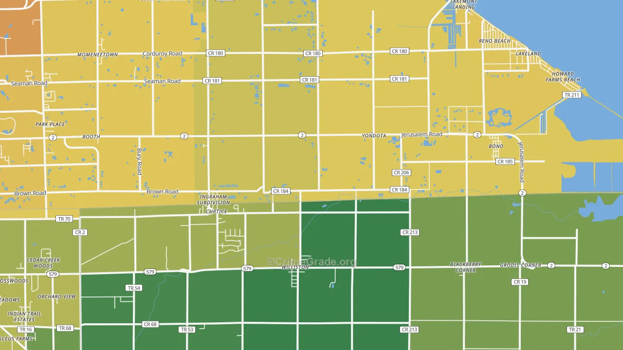 Curtice, OH Map of Vehicle Theft Rates