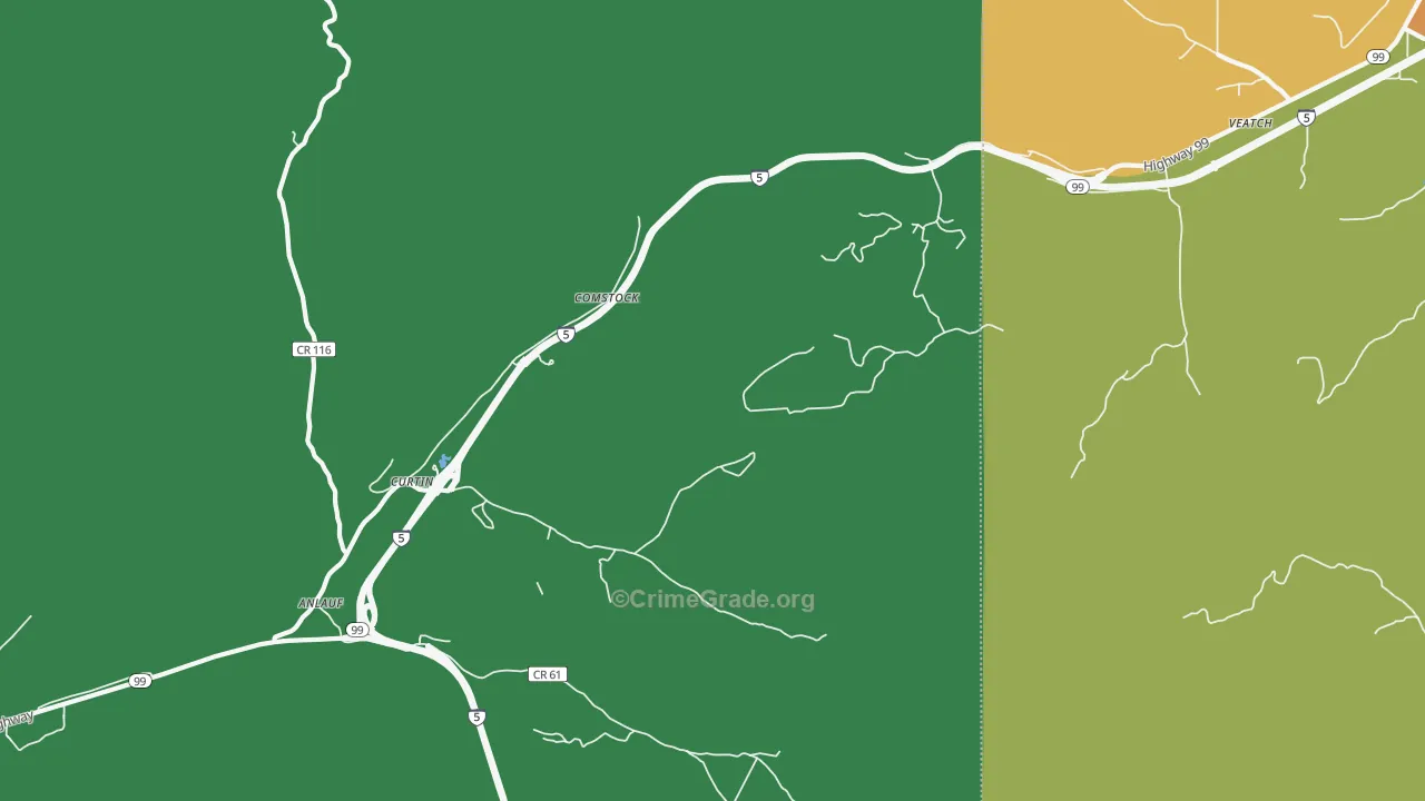 Curtin, OR Map of Vehicle Theft Rates