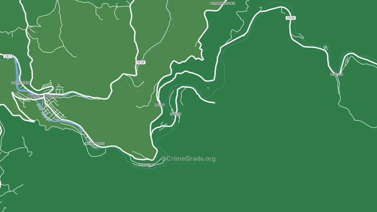 Curtin, WV Map of Vehicle Theft Rates