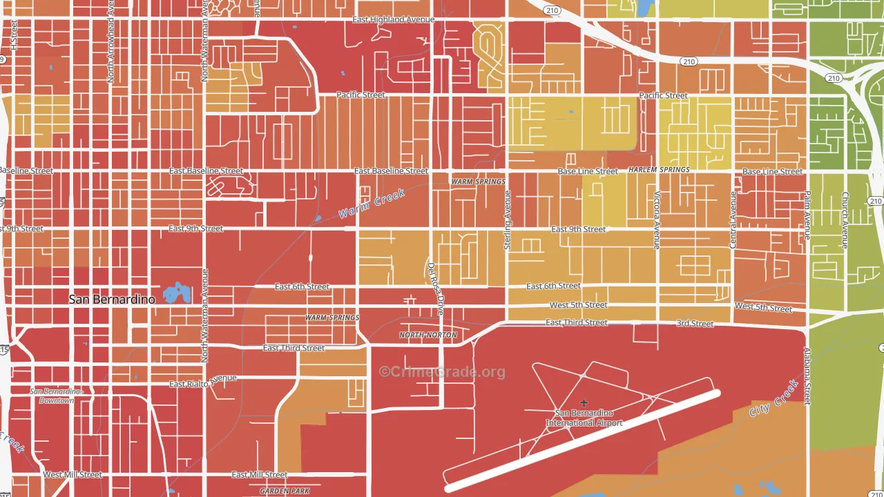 Curtis, Highland, CA Map of Vehicle Theft Rates