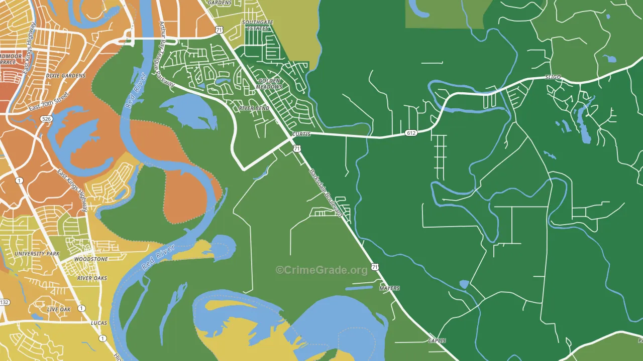 Curtis, LA Map of Vehicle Theft Rates