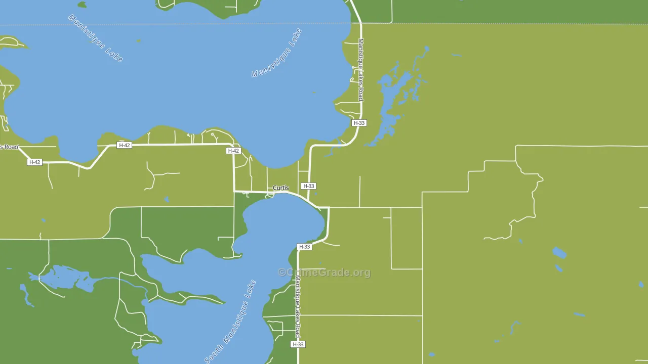 Curtis, MI Map of Vehicle Theft Rates