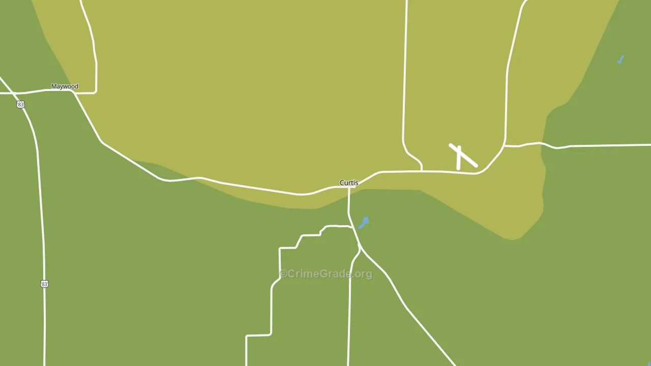 Curtis, NE Map of Vehicle Theft Rates