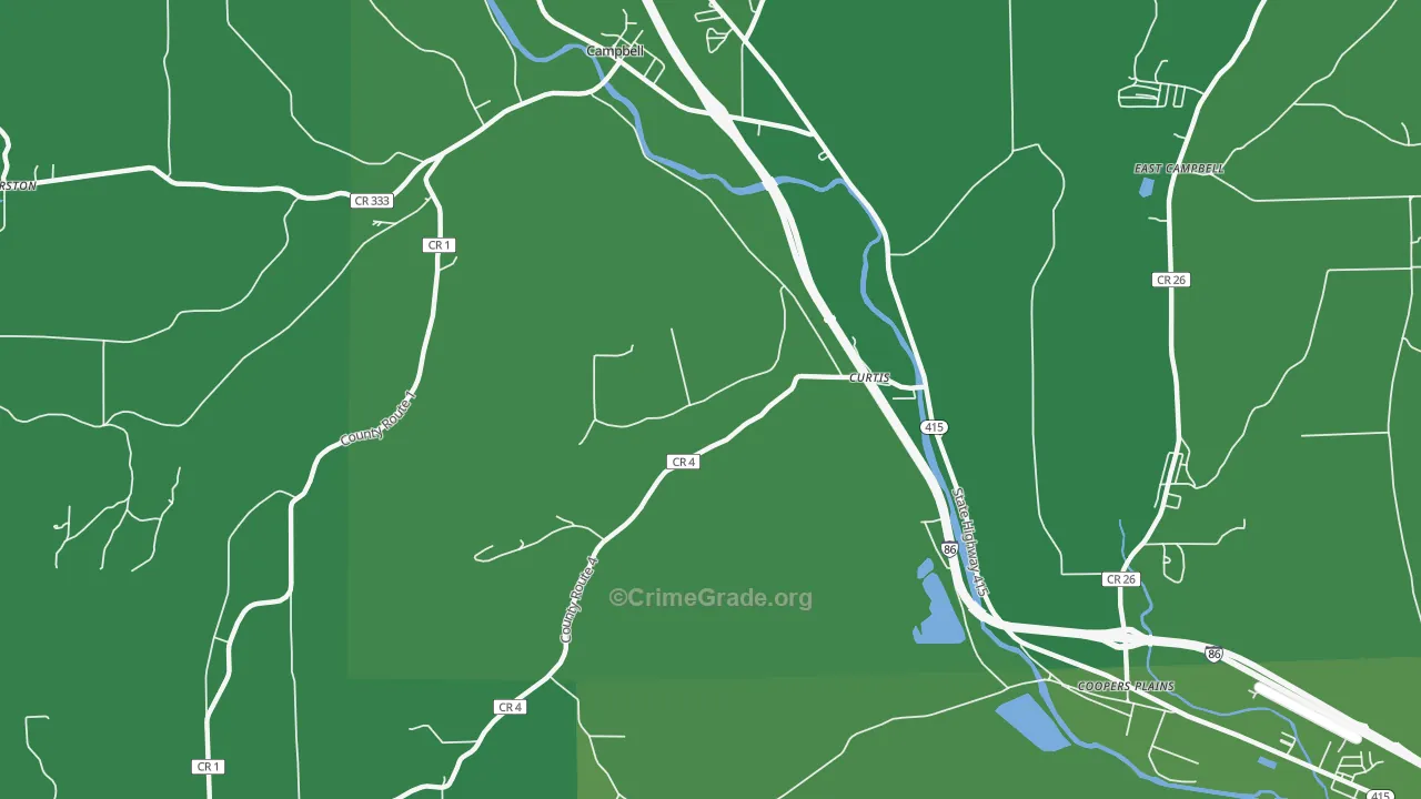 Curtis, NY Map of Vehicle Theft Rates