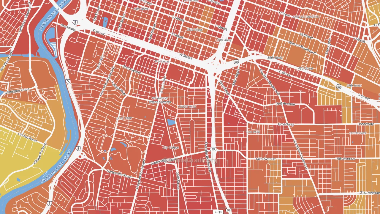 Curtis Park, Sacramento, CA Map of Vehicle Theft Rates