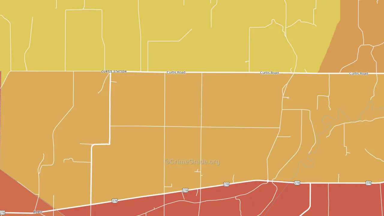 Curtis Station, MS Map of Vehicle Theft Rates