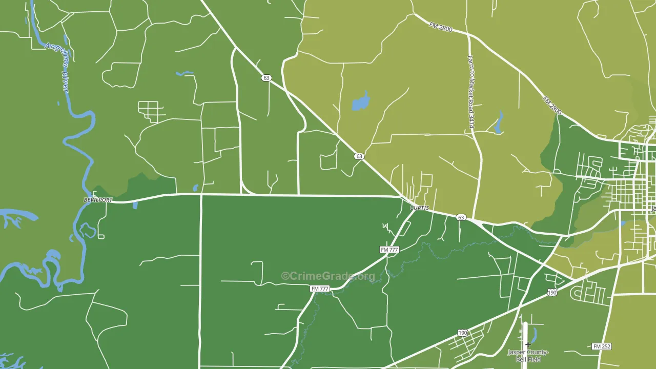 Curtis, TX Map of Vehicle Theft Rates