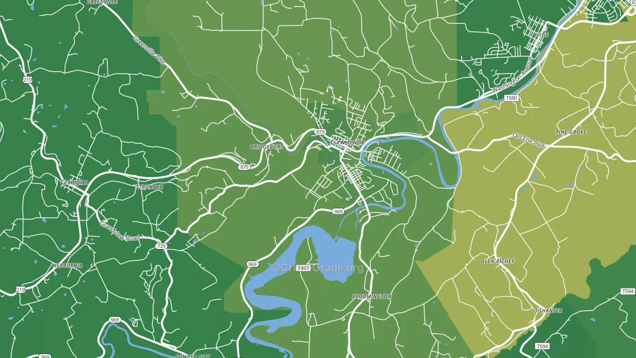 Curwensville, PA Map of Vehicle Theft Rates