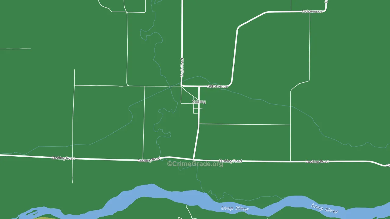 Cushing, NE Map of Vehicle Theft Rates