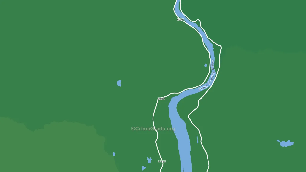 Cusick, WA Map of Vehicle Theft Rates