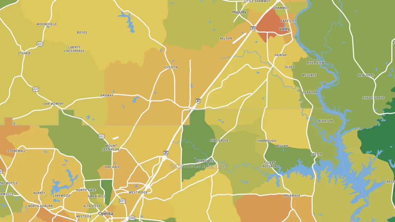 Cusseta, AL Map of Vehicle Theft Rates