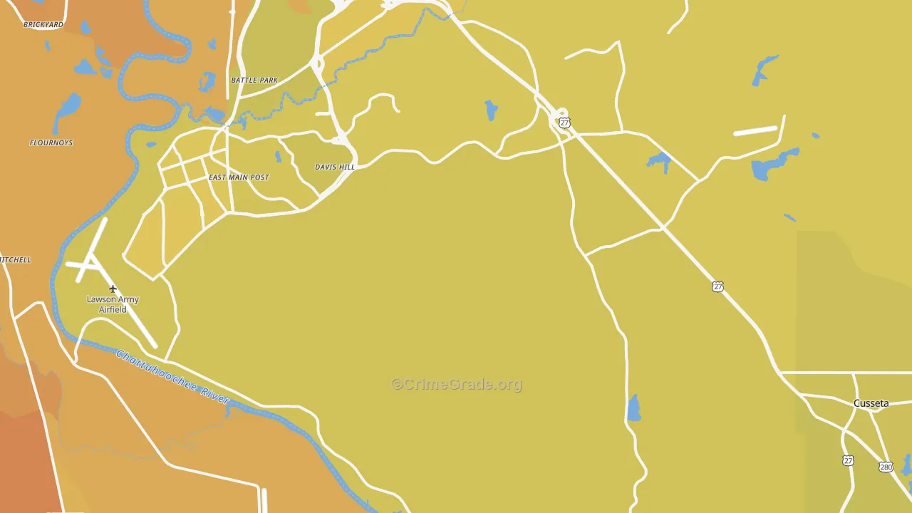 Cusseta, GA Map of Vehicle Theft Rates