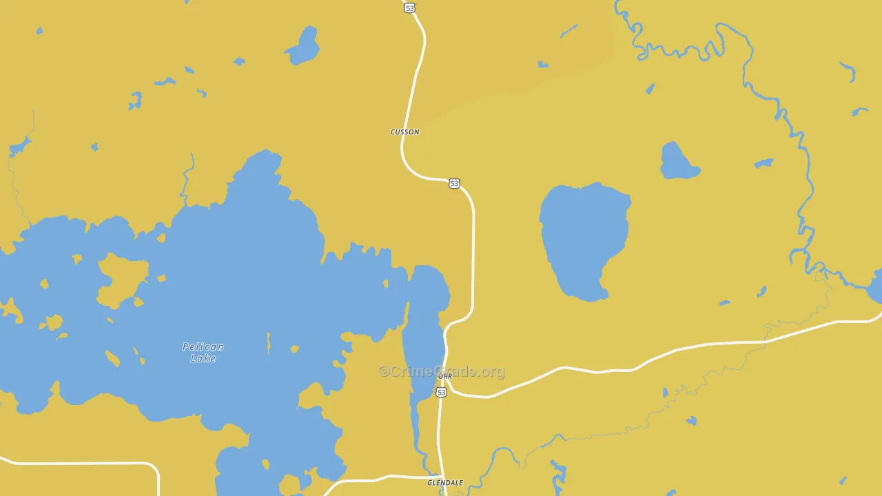 Cusson, MN Map of Vehicle Theft Rates