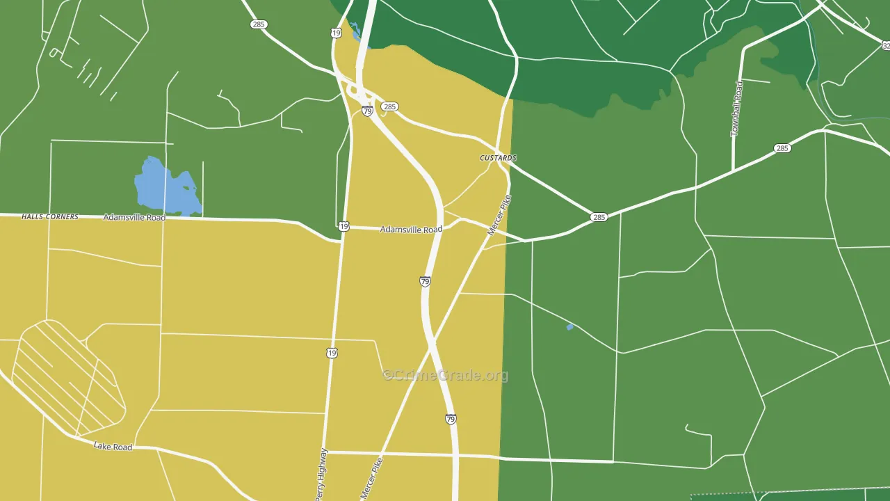 Custards, PA Map of Vehicle Theft Rates