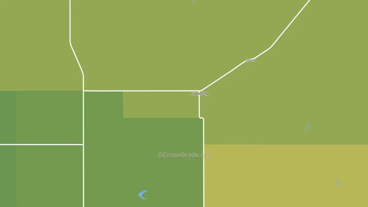Custer City, OK Map of Vehicle Theft Rates