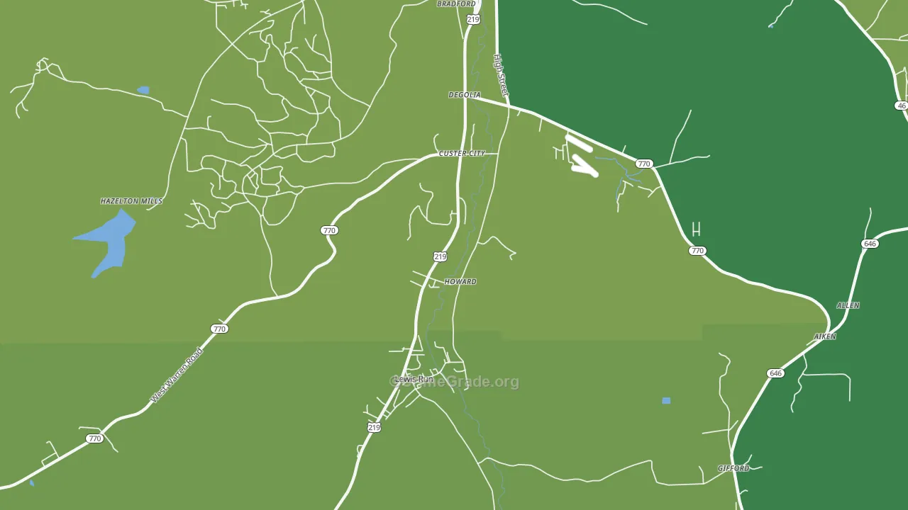Custer City, PA Map of Vehicle Theft Rates