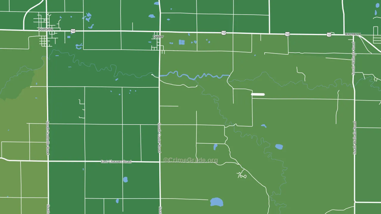 Custer, MI Map of Vehicle Theft Rates