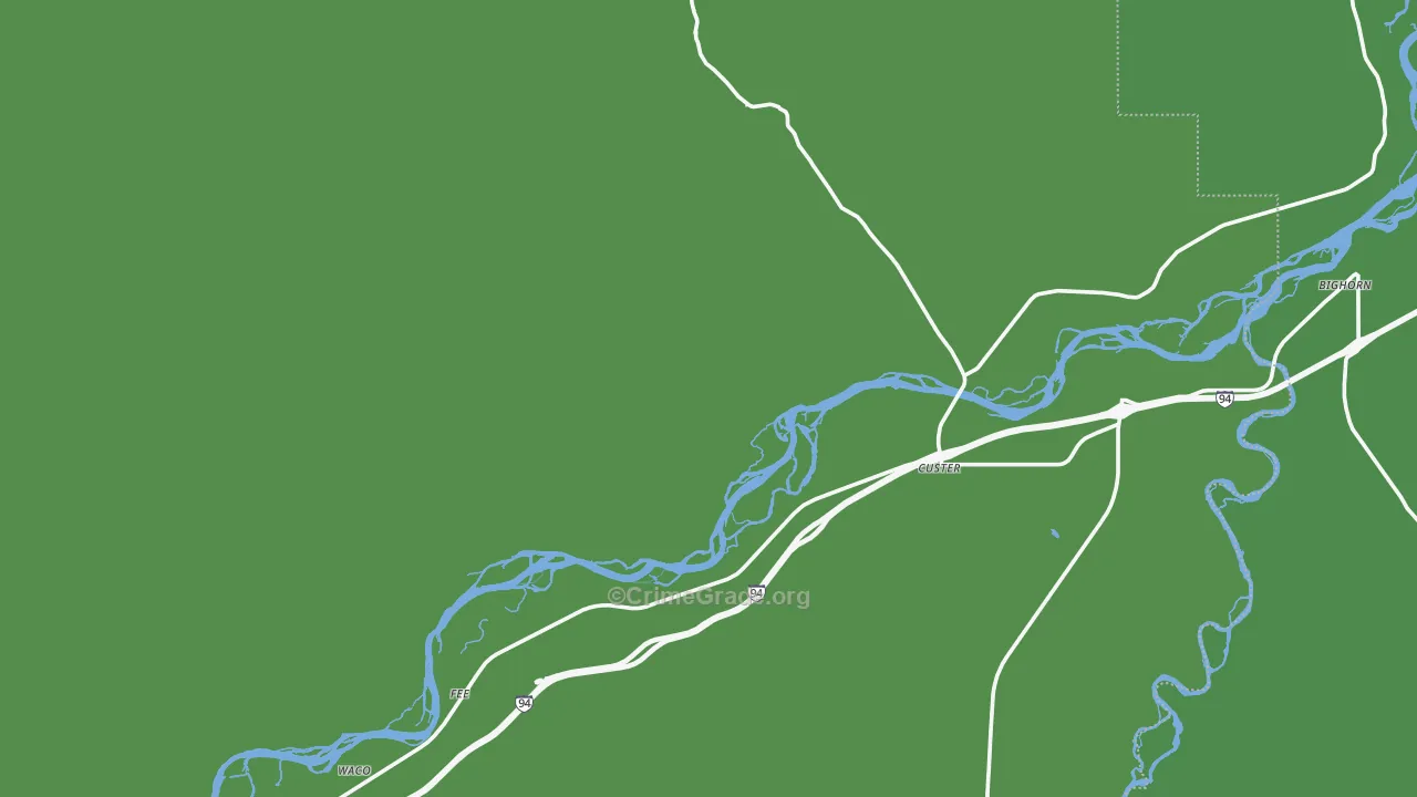 Custer, MT Map of Vehicle Theft Rates