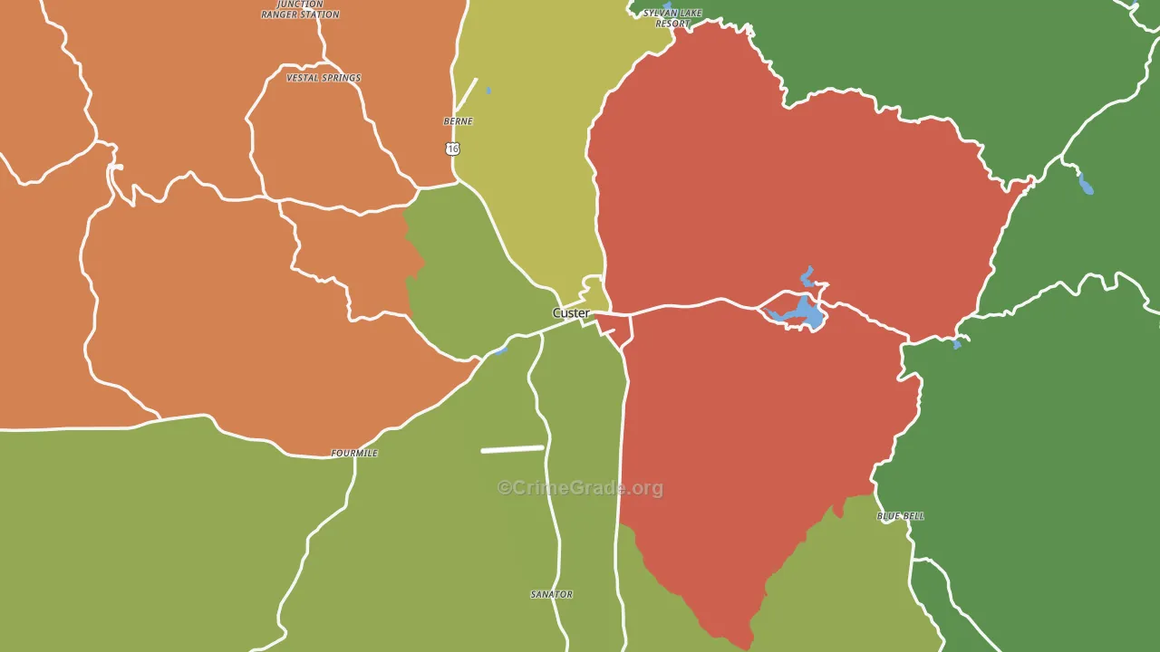 Custer, SD Map of Vehicle Theft Rates