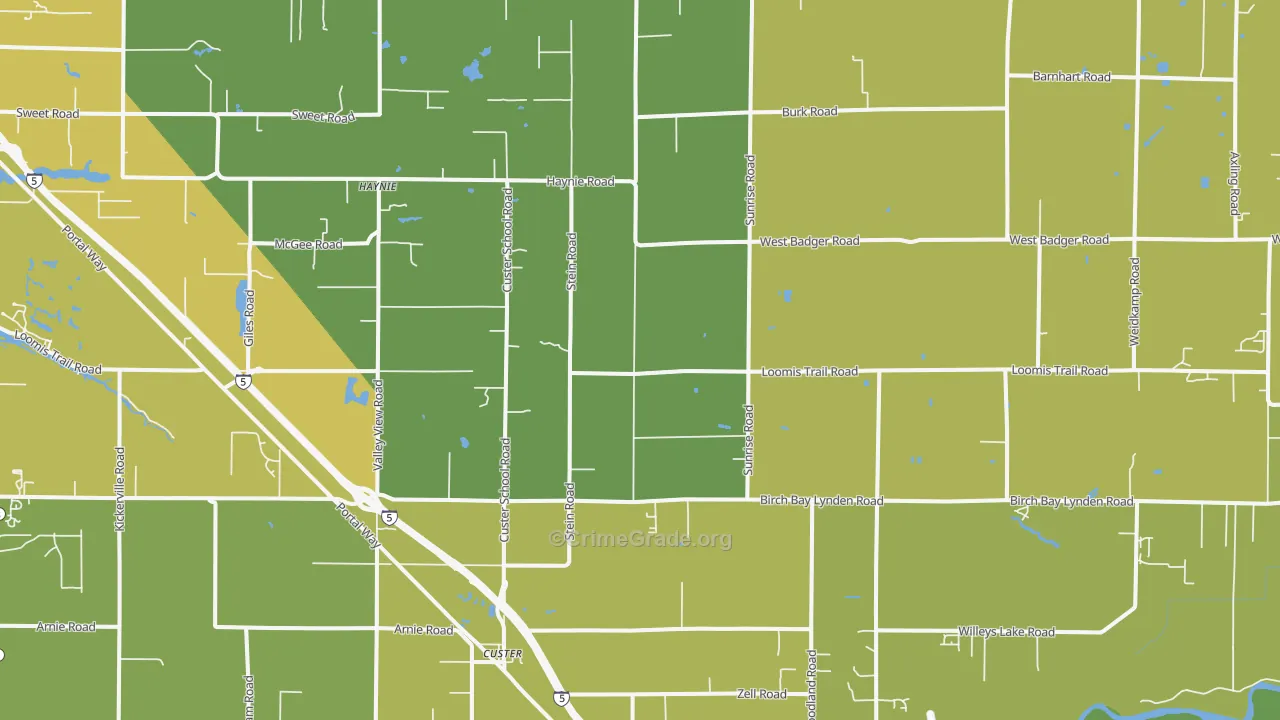 Custer, WA Map of Vehicle Theft Rates