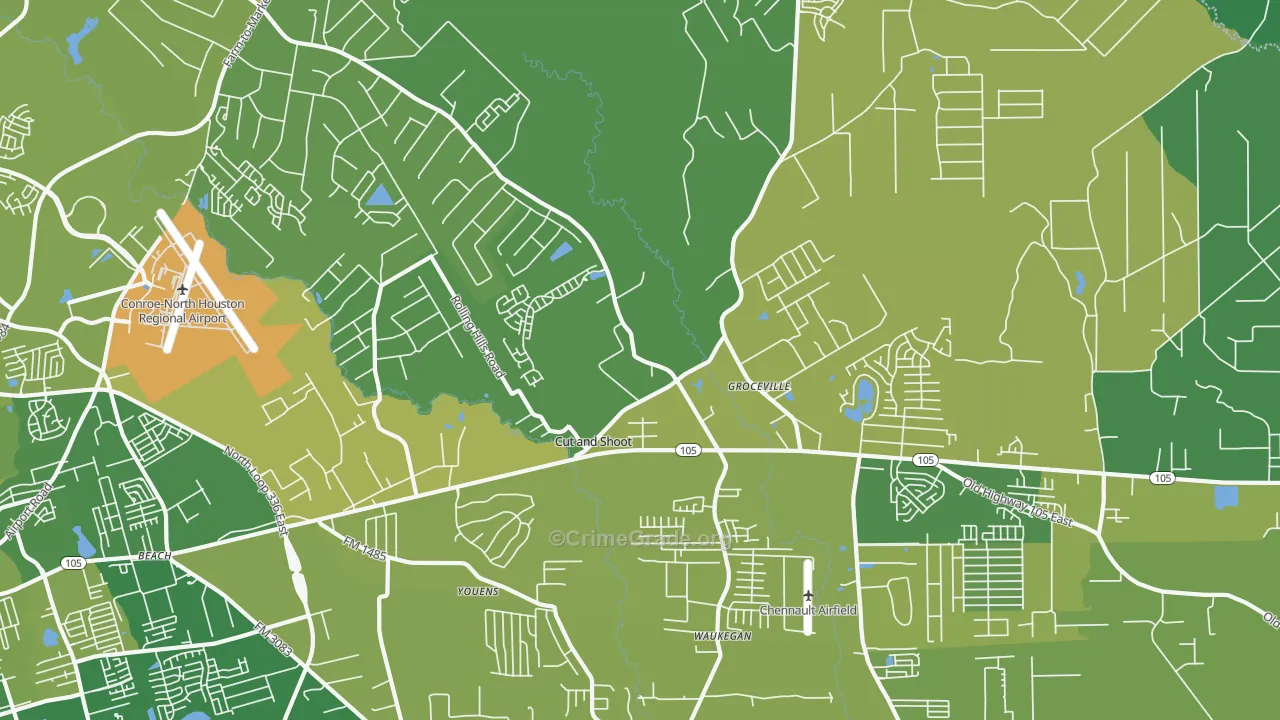 Cut and Shoot, TX Map of Vehicle Theft Rates