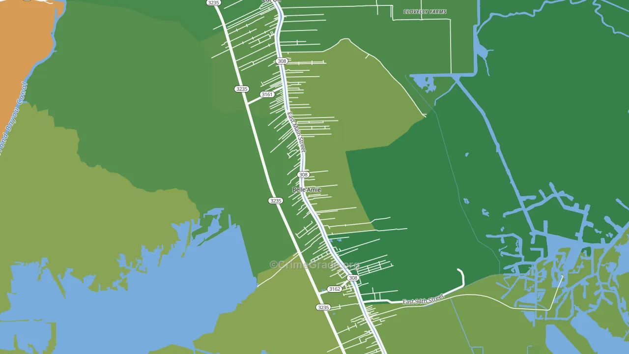 Cut Off, LA Map of Vehicle Theft Rates