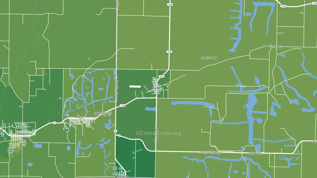 Cutler, IL Map of Vehicle Theft Rates