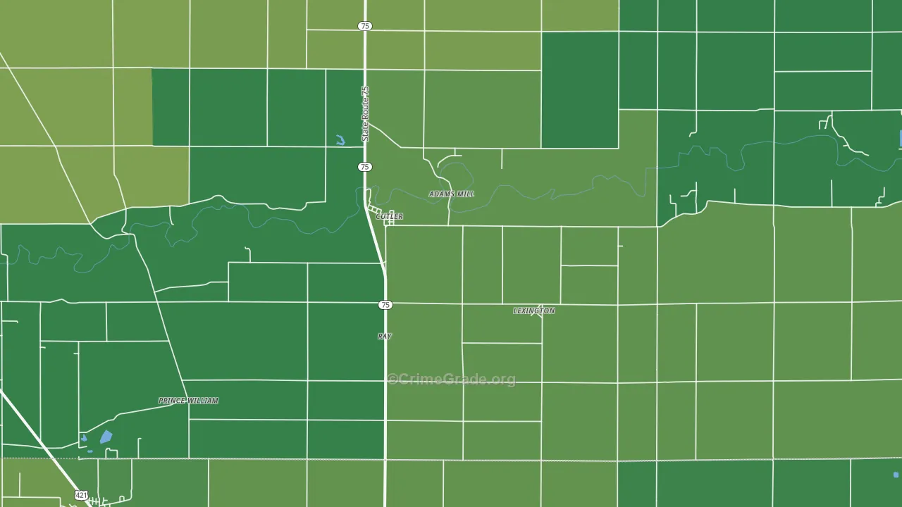 Cutler, IN Map of Vehicle Theft Rates