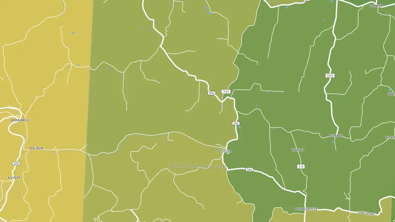 Cutler, OH Map of Vehicle Theft Rates