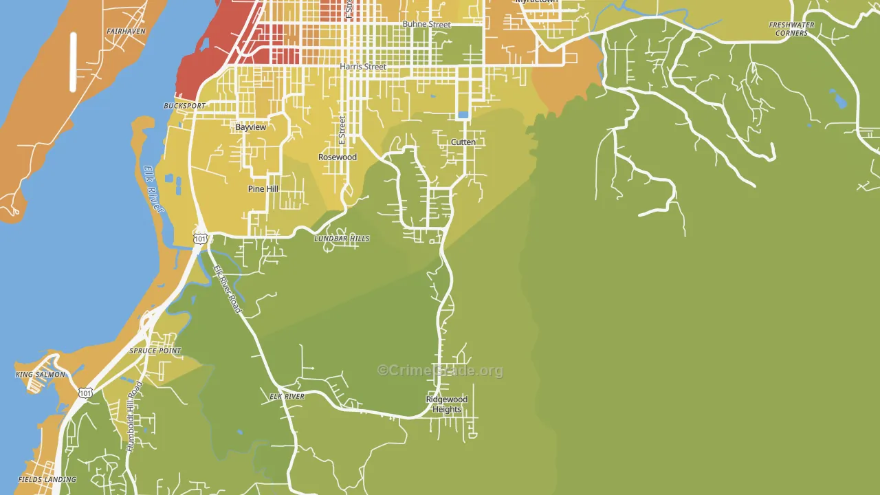 Cutten, Eureka, CA Map of Vehicle Theft Rates