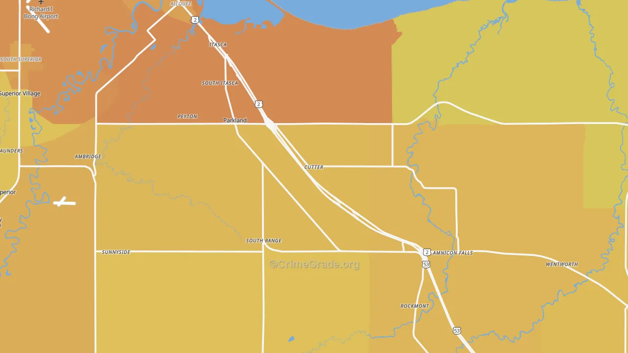 Cutter, WI Map of Vehicle Theft Rates