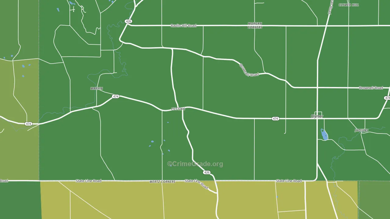 Cutting, NY Map of Vehicle Theft Rates
