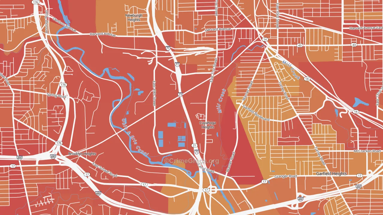 Cuyahoga Heights, OH Map of Vehicle Theft Rates