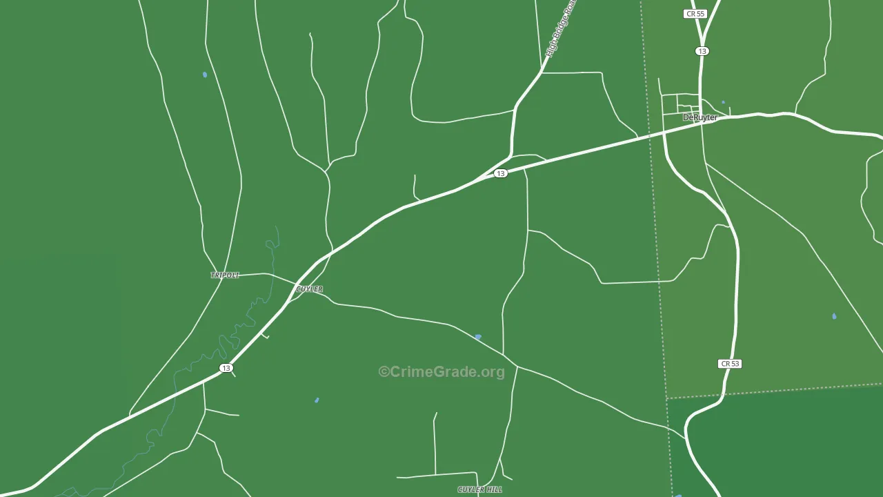 Cuyler, NY Map of Vehicle Theft Rates