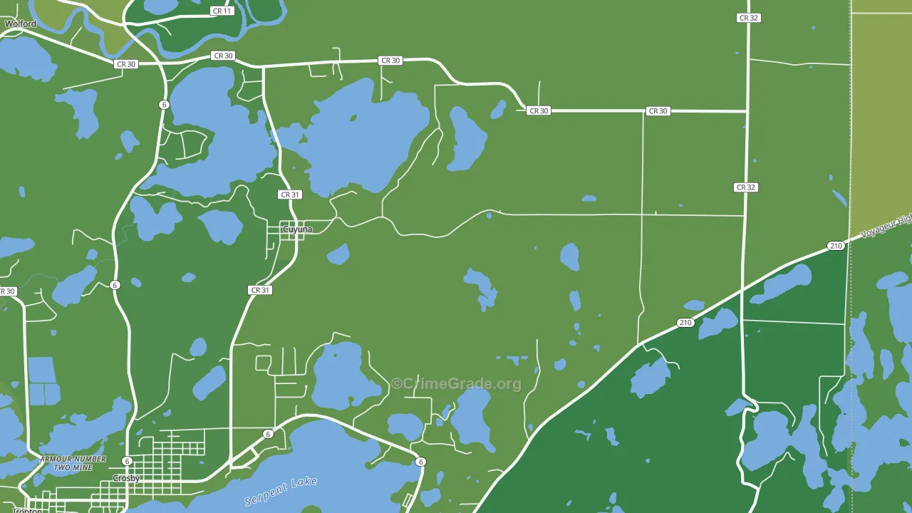 Cuyuna, MN Map of Vehicle Theft Rates