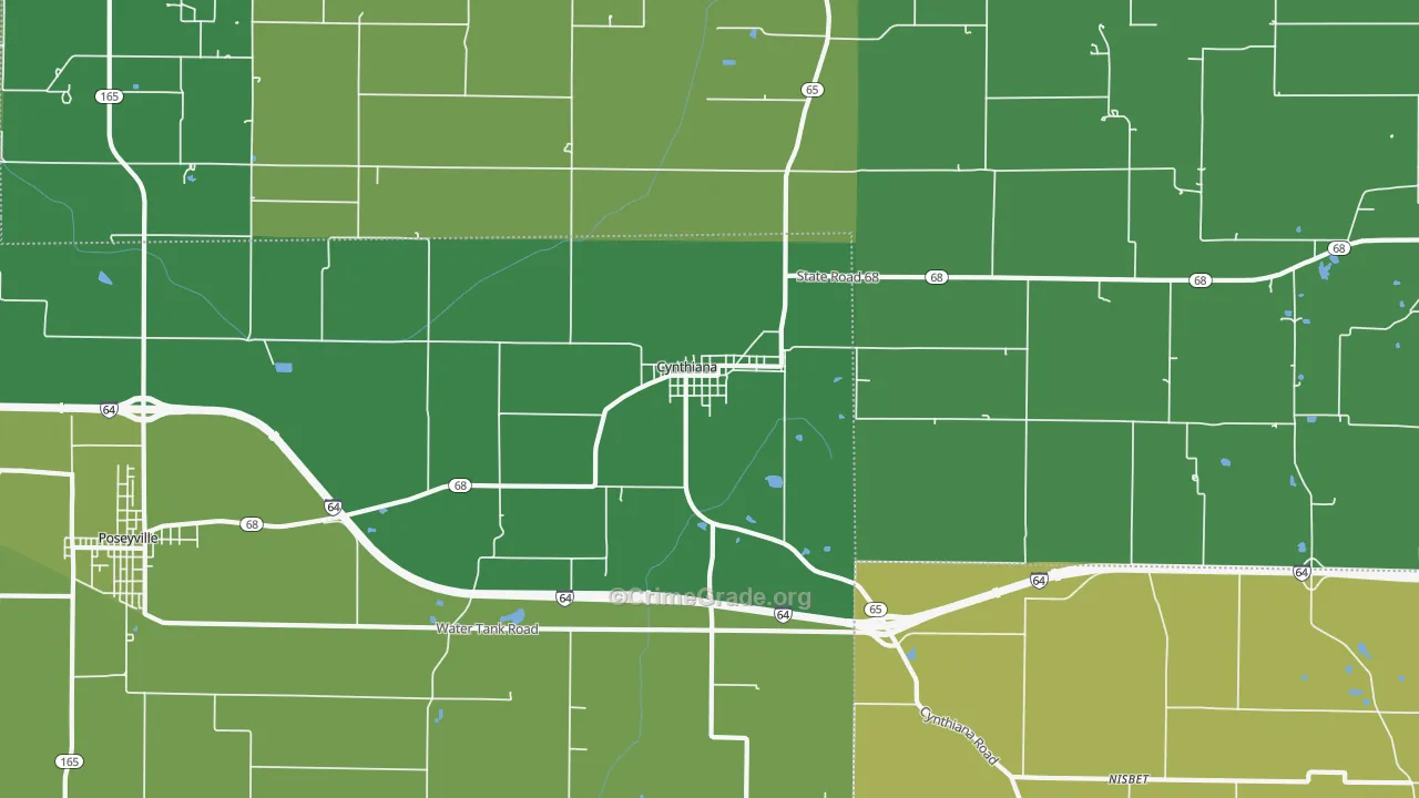 Cynthiana, IN Map of Vehicle Theft Rates