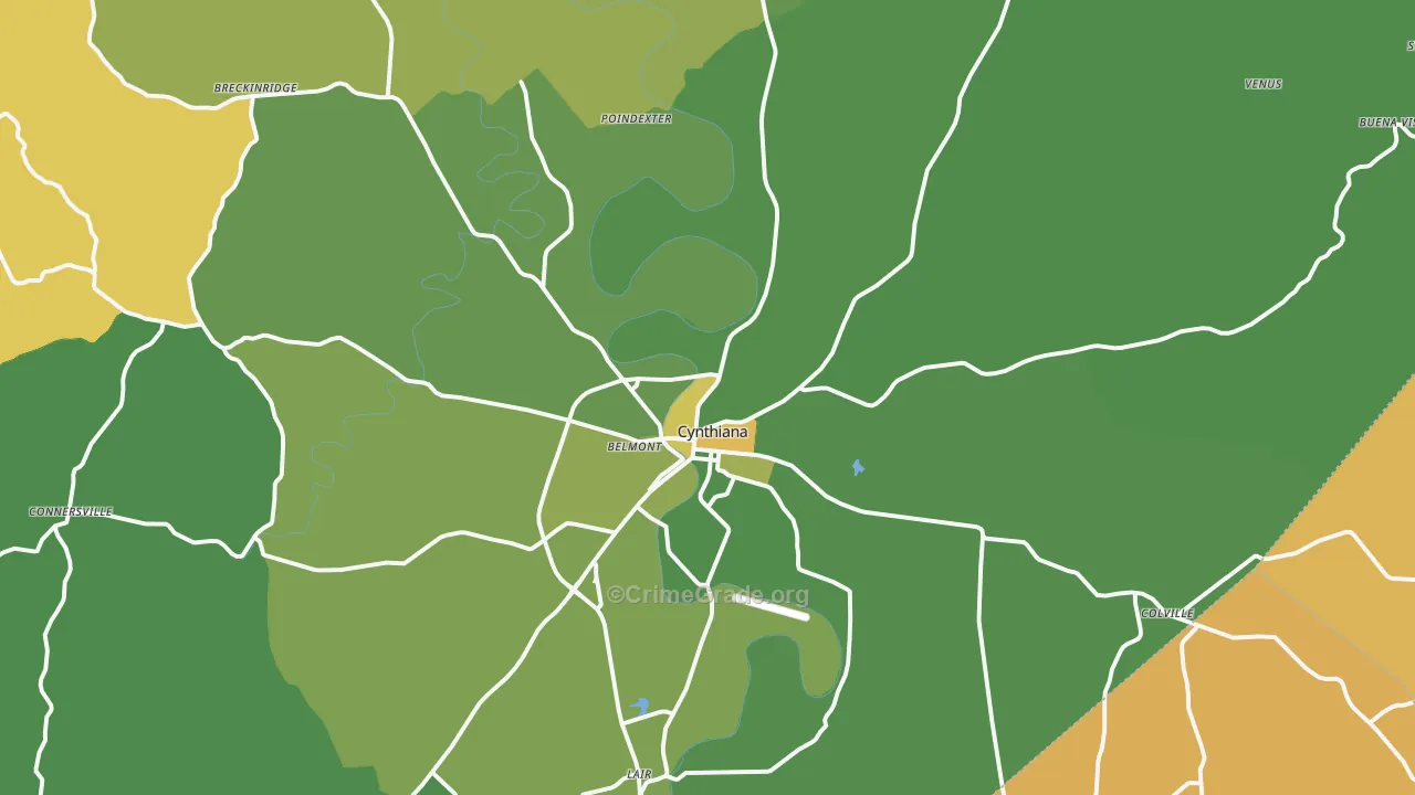 Cynthiana, KY Map of Vehicle Theft Rates