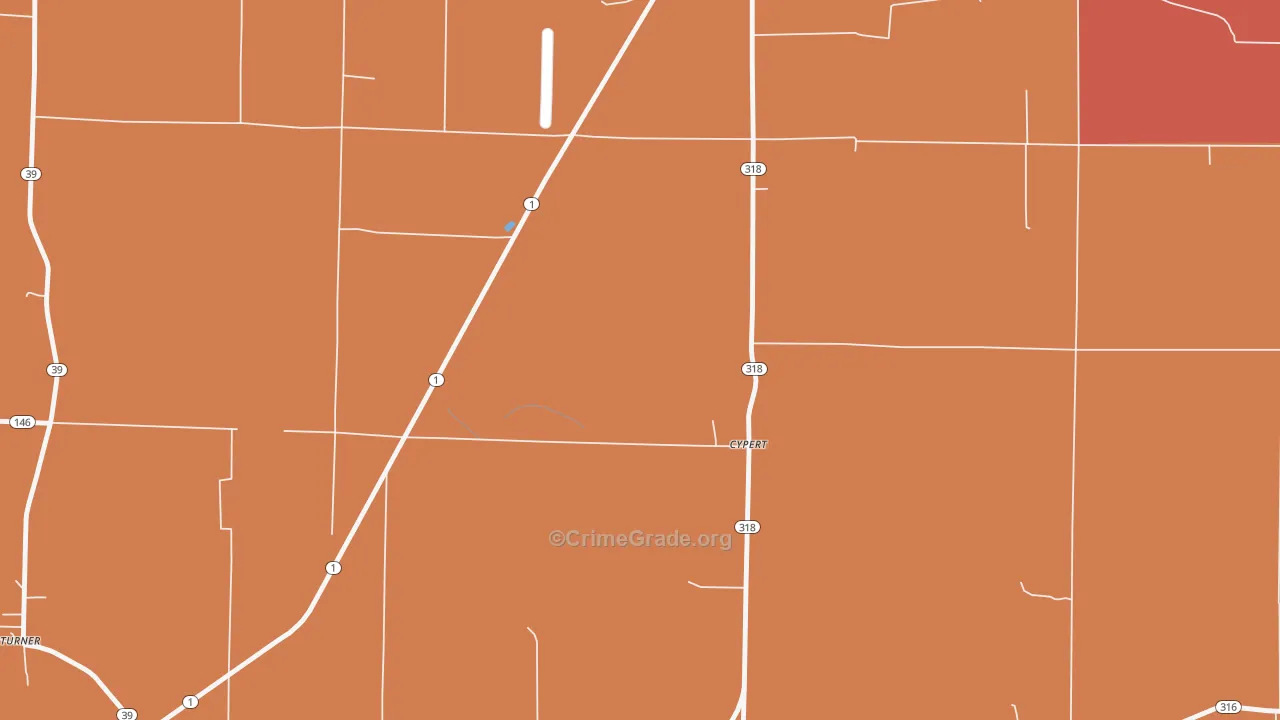 Cypert, AR Map of Vehicle Theft Rates