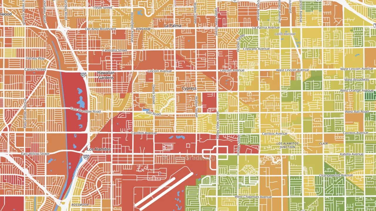 Cypress, CA Map of Vehicle Theft Rates