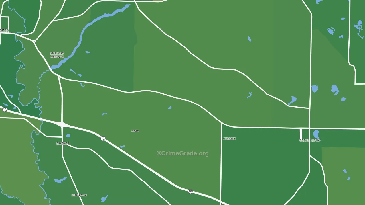 Cypress, FL Map of Vehicle Theft Rates